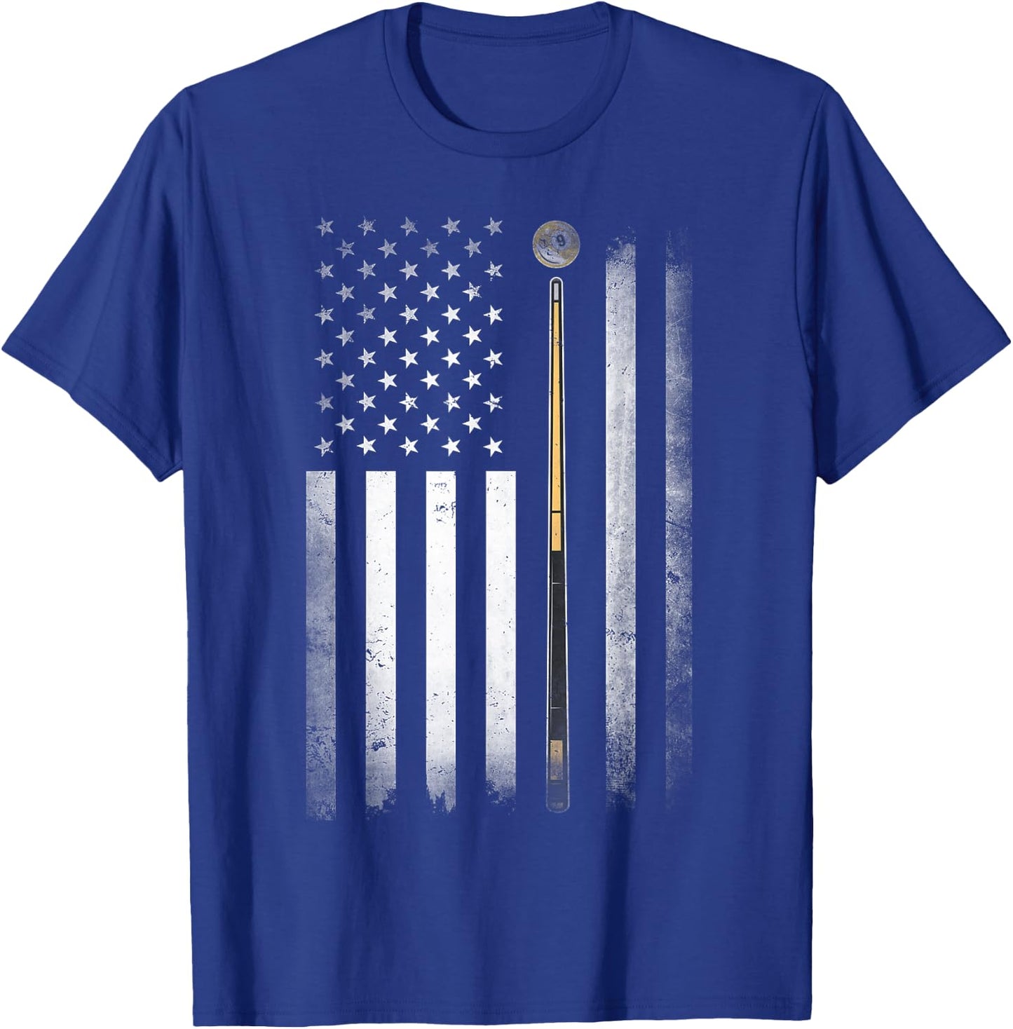 Billiards Pool Player Table USA US American Flag T-Shirt - T-Shirt | Royal
