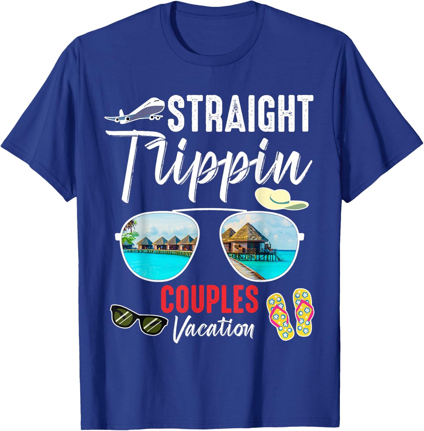 Straight Trippin Couples Trip 2026 Beach Summer Vacation T-Shirt - T-Shirt | Royal
