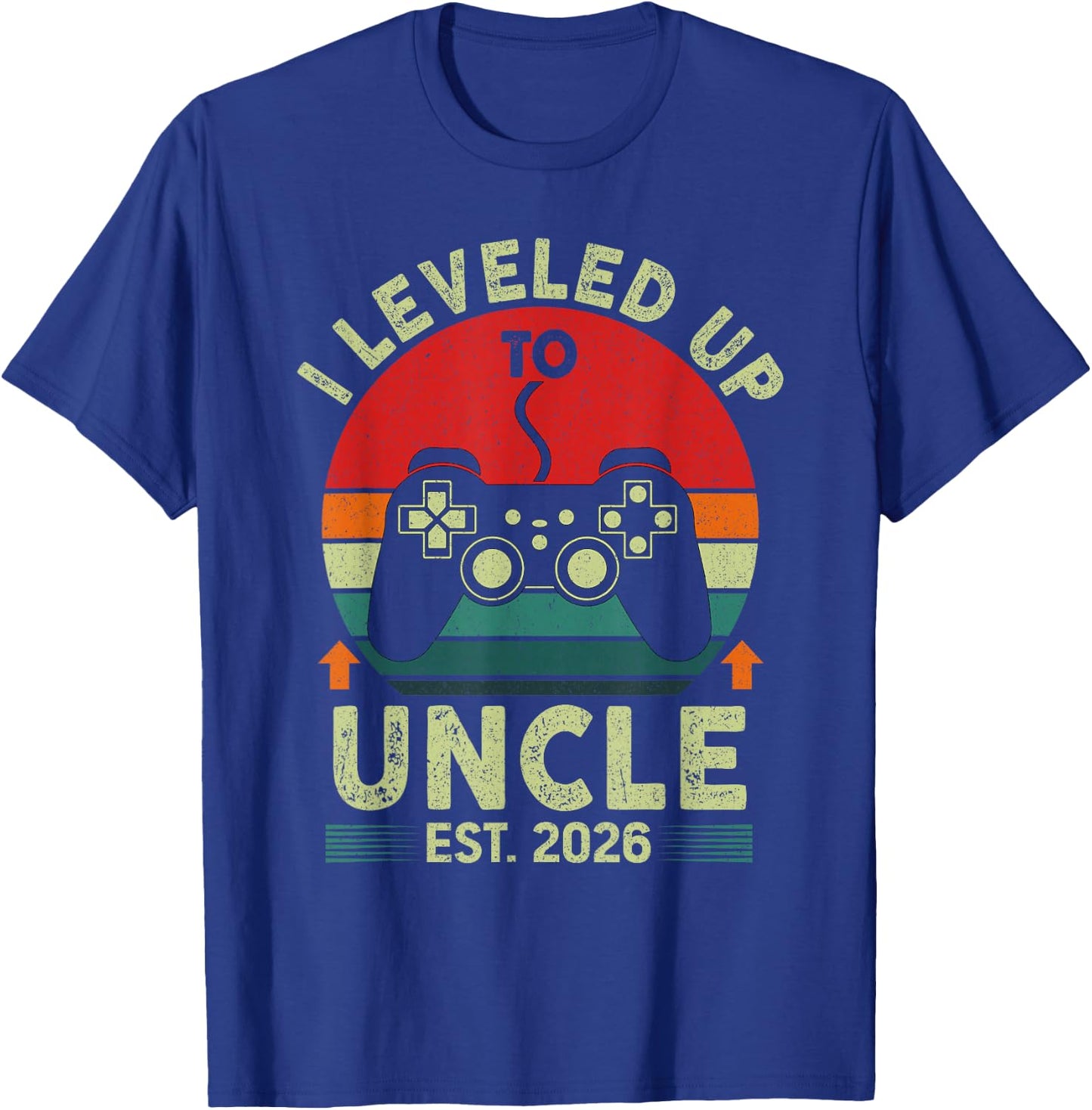 Promoted to Uncle 2026 Leveled Up to Uncle Est 2026 Gaming T-Shirt - T-Shirt | Royal