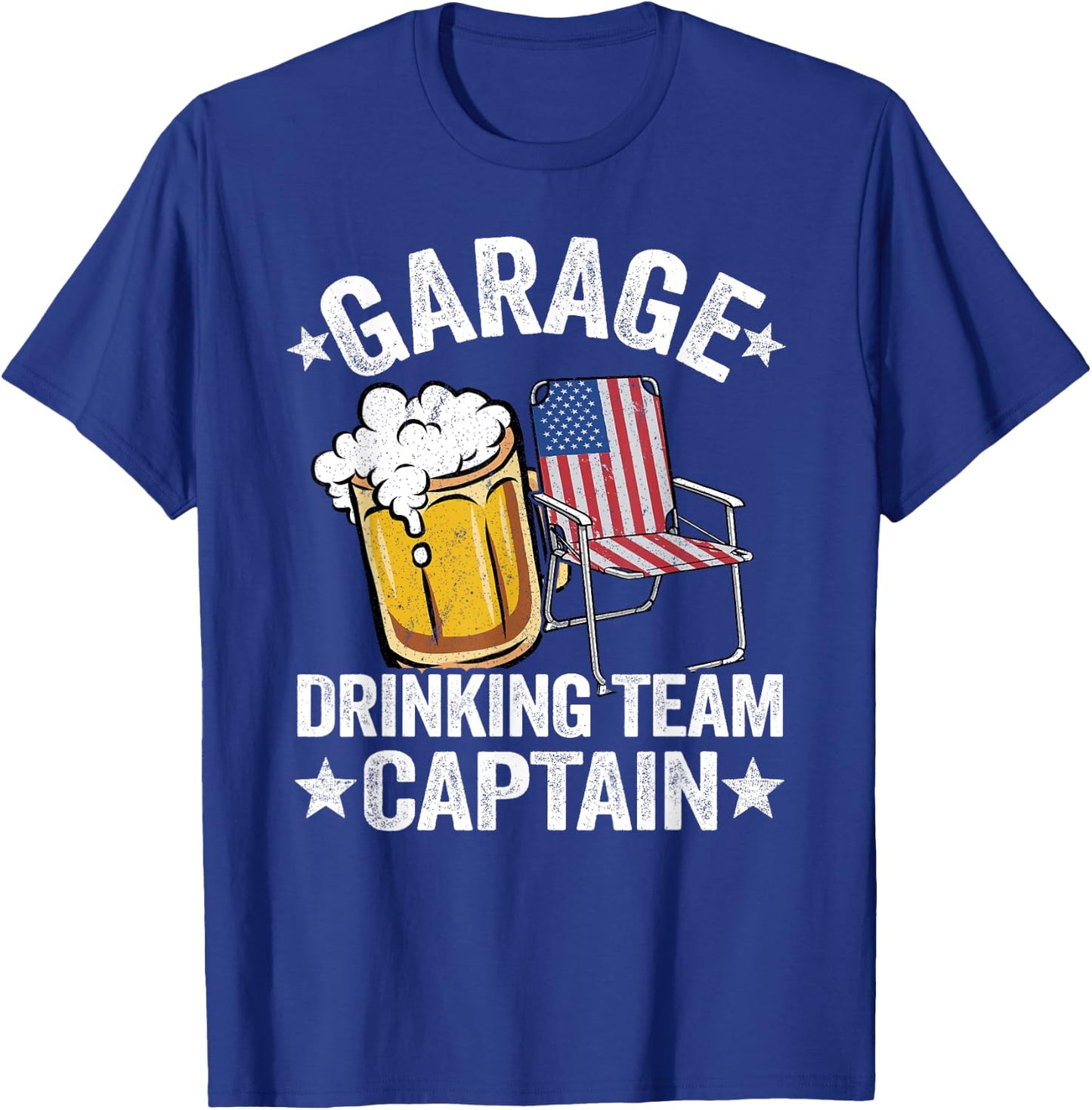 4th Of July Beer American Flag Garage Drinking Team Captain Men T-Shirt - T-Shirt | Royal