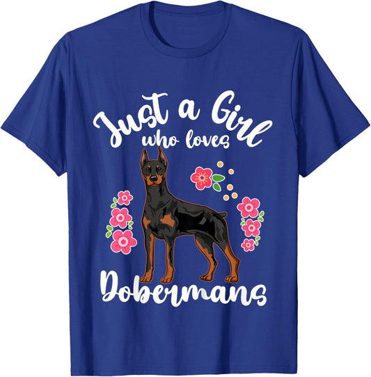Kids Doberman Just a Girl Who Loves Dobermans T-Shirt - T-Shirt | Royal