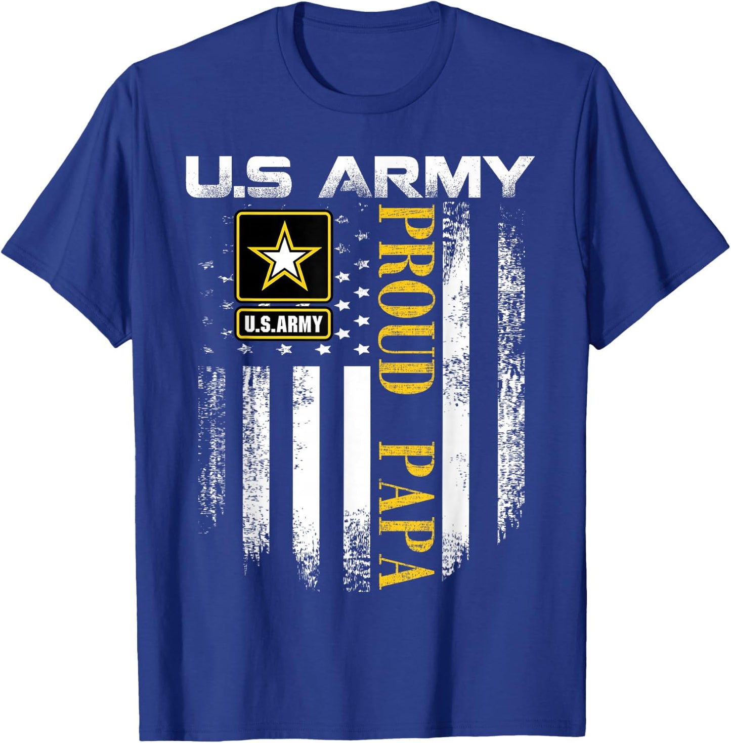 Vintage U.S. Army Proud Papa With American Flag Gift T-Shirt - T-Shirt | Royal
