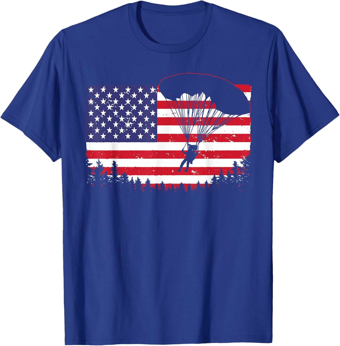 Cool Skydiving Art Men Women Skydiver American Flag Skydive T-Shirt - T-Shirt | Royal