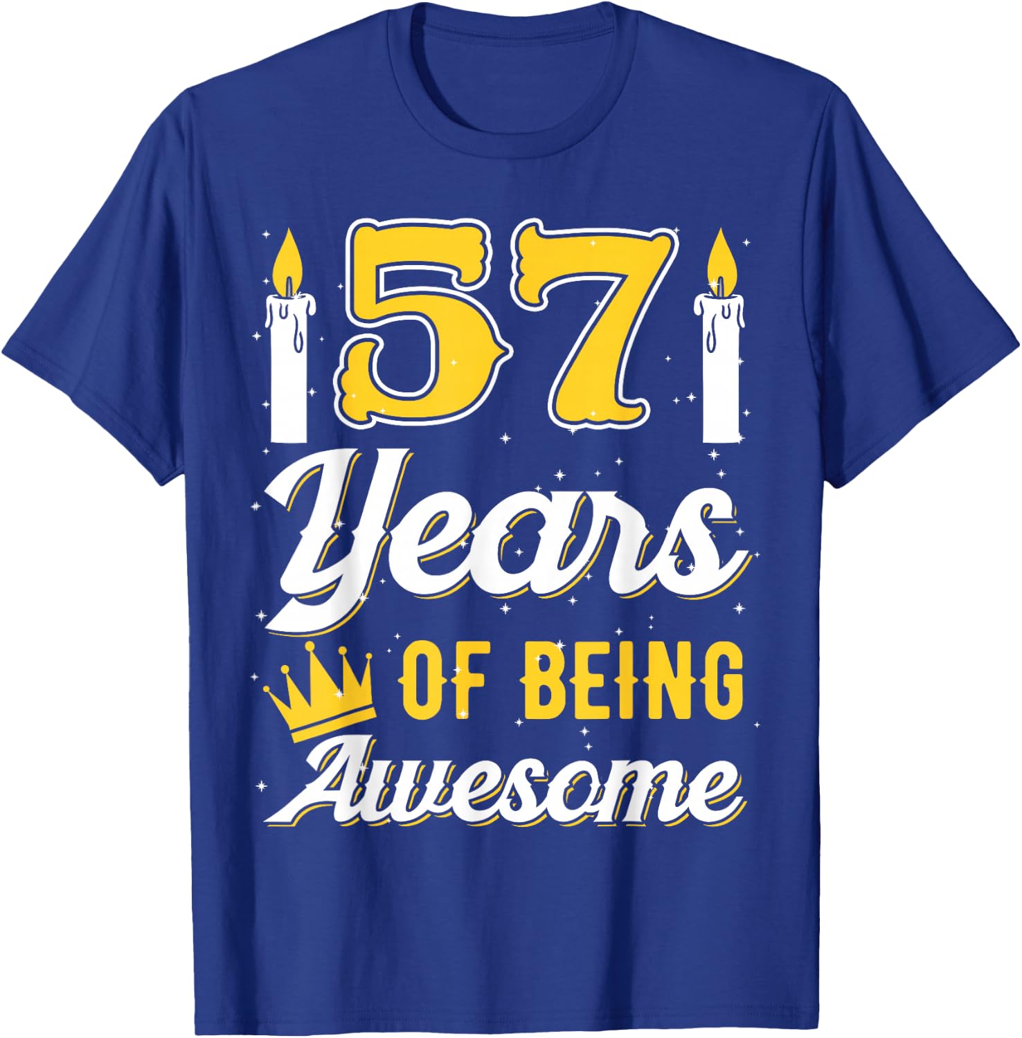 Candle 57 Birthday Party Wishes Candlelight Cake Decoration T-Shirt - T-Shirt | Royal