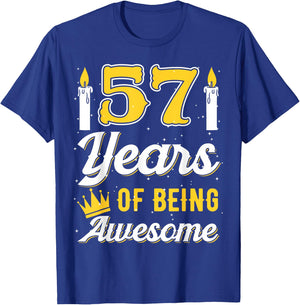 Candle 57 Birthday Party Wishes Candlelight Cake Decoration T-Shirt - T-Shirt | Royal