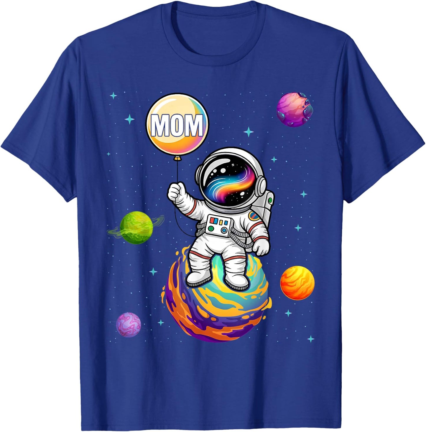 Mom of The Boy Space Astronaut 1st Birthday Family T-Shirt - T-Shirt | Royal