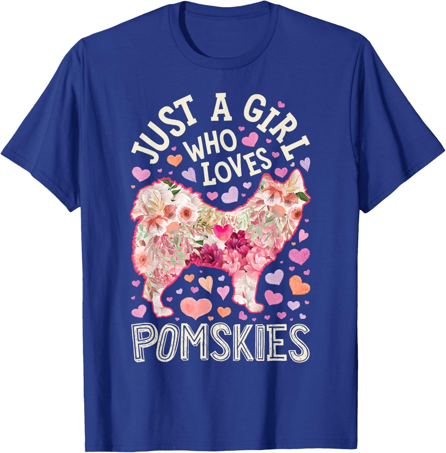 Pomsky Just A Girl Who Loves Pomskies Dog Flower Cute Floral T-Shirt - T-Shirt | Royal