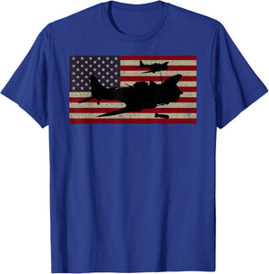SBD Dauntless WW2 American Flag Dive Bomber Plane T-Shirt - T-Shirt | Royal