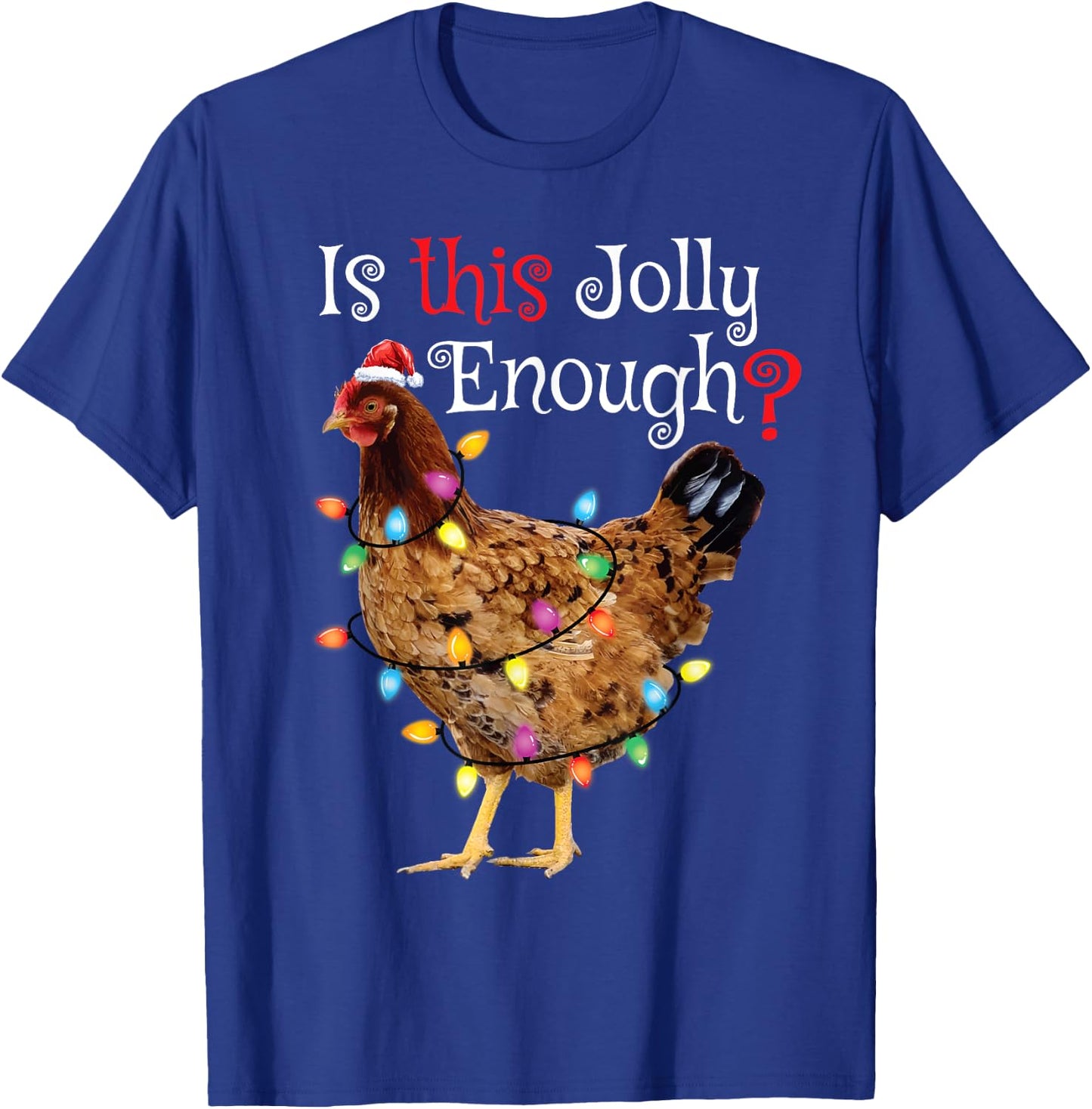 Christmas Chicken Shirt Women Men Kids Funny Santa Chicken T-Shirt - T-Shirt | Royal