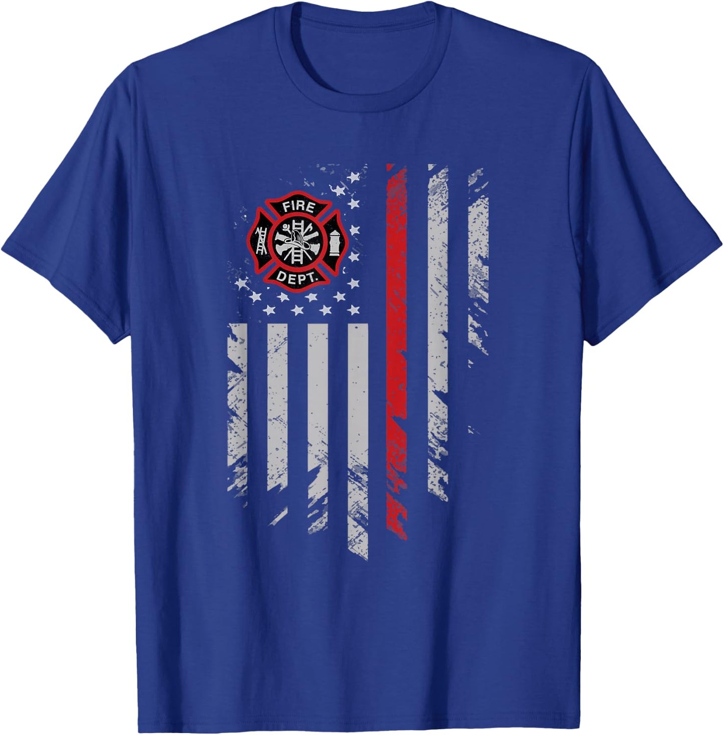 Thin Red Line Firefighter T shirt American Flag Shirt T-Shirt - T-Shirt | Royal