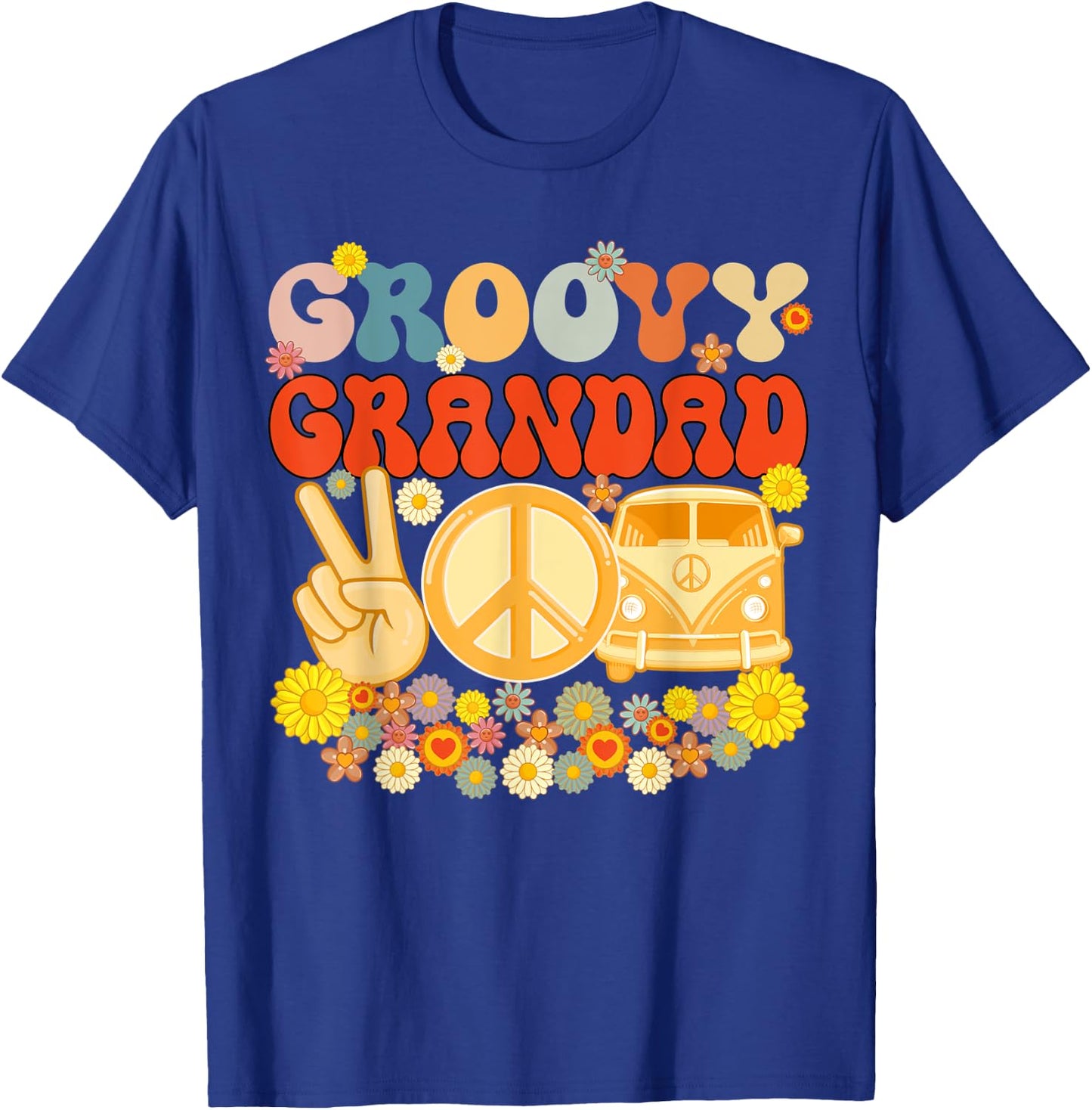 Groovy Grandad Retro Matching Family Baby Shower Father's Da T-Shirt - T-Shirt | Royal