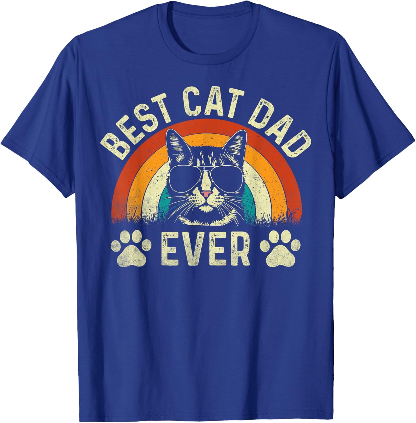 Cat Dad Best Cat Dad Ever Funny Cat Daddy Vintage T-Shirt - T-Shirt | Royal