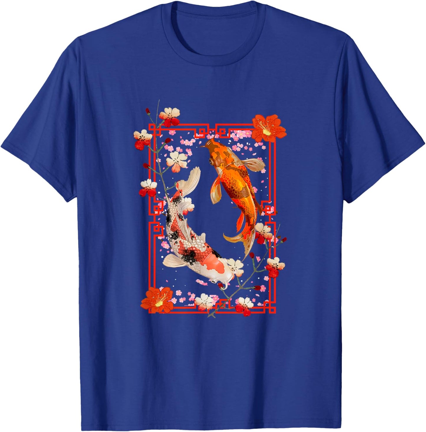 Koi Fish Coi Carp Nishikigoi Fish Japanese Cherry Blossom T-Shirt - T-Shirt | Royal