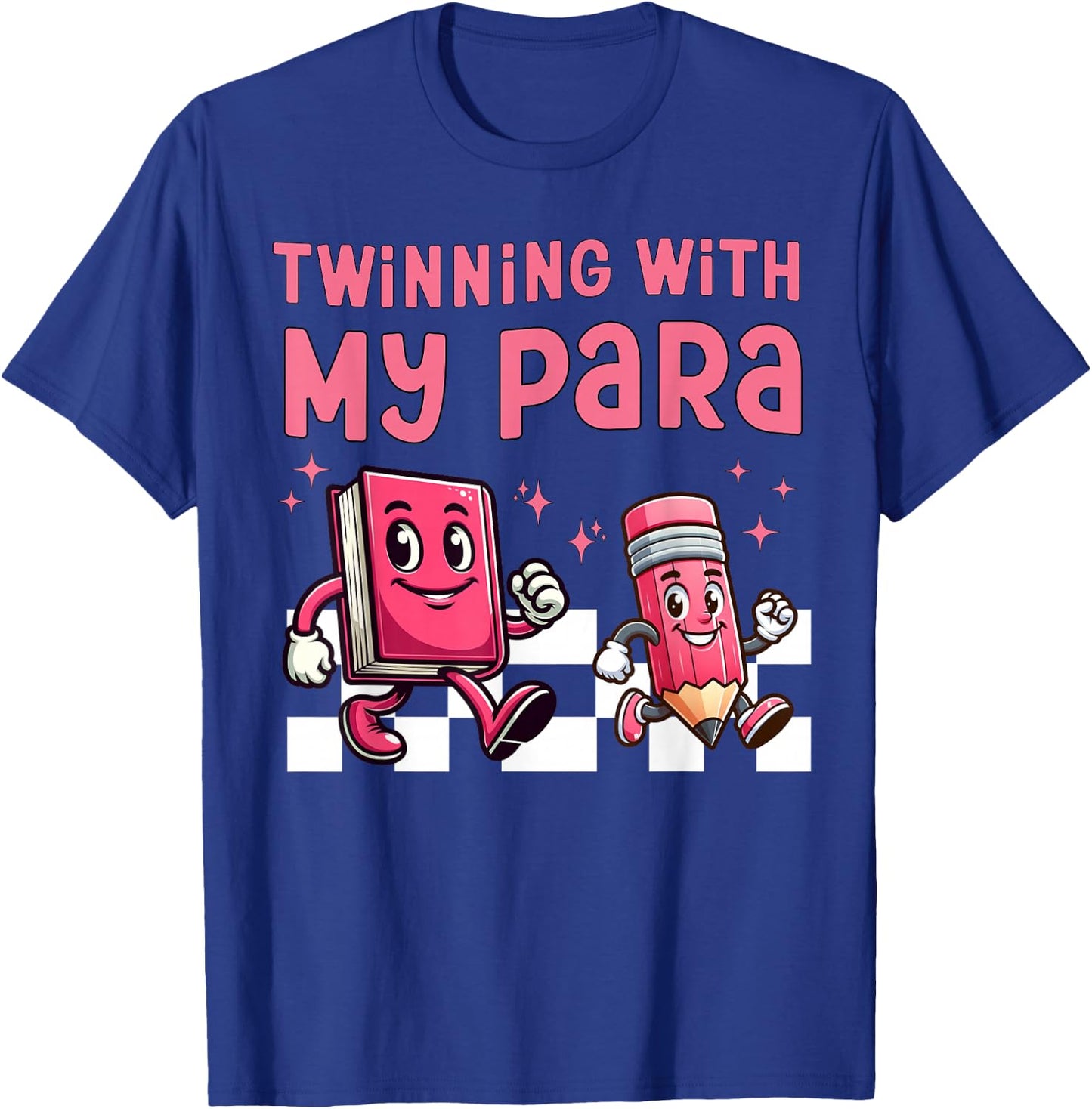 Twinning With My Para Teacher Matching Paraprofessional 70s T-Shirt - T-Shirt | Royal