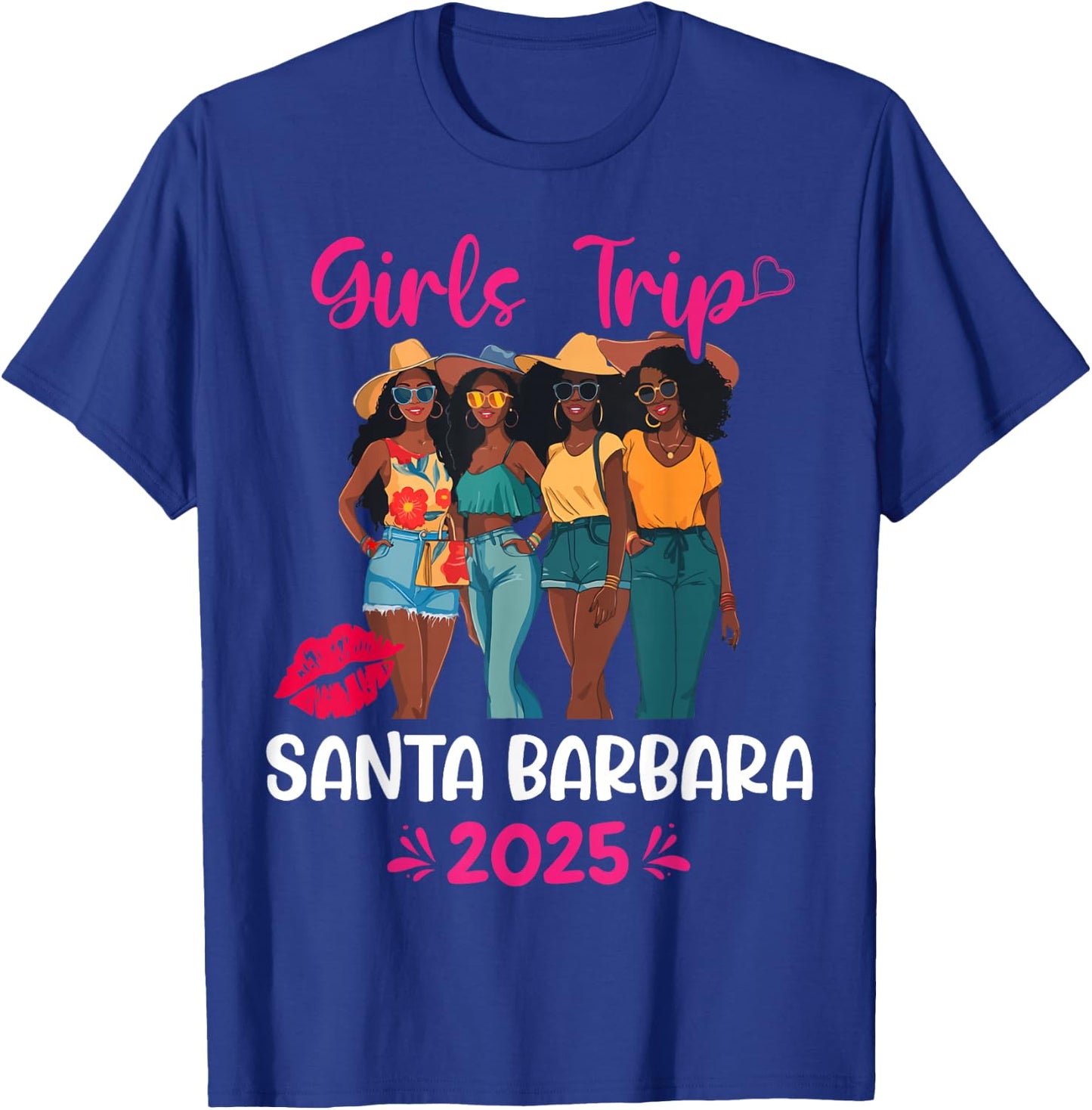 Black Girls Trip Santa Barbara 2025 Vacation Matching T-Shirt - T-Shirt | Royal