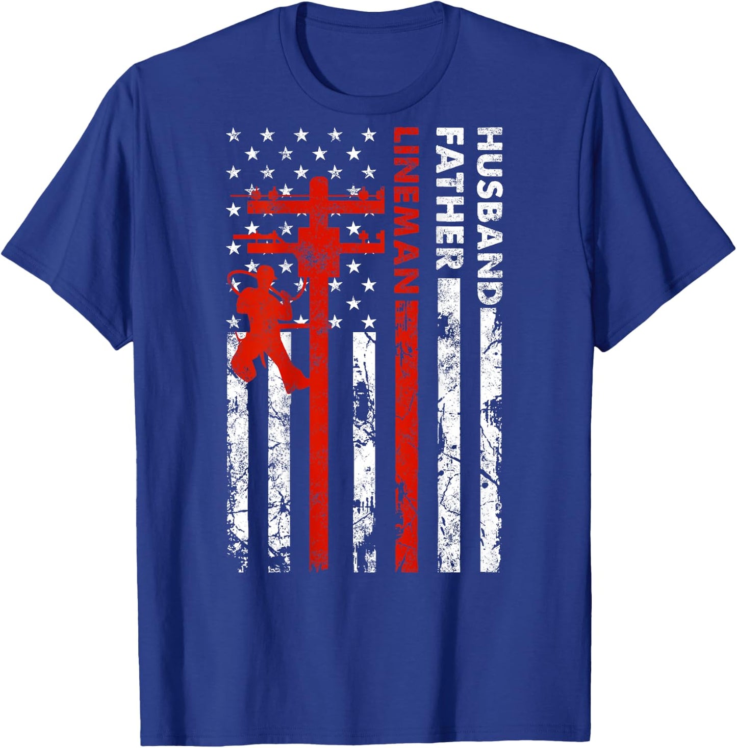 Electric Cable Lineman Husband Father Dad Fathers Day gift T-Shirt - T-Shirt | Royal
