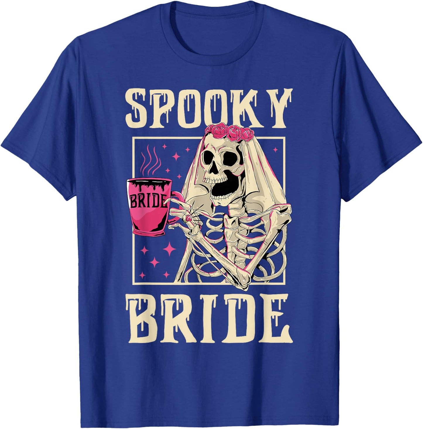 Skeleton Spooky Bride Wedding Bachelorette Halloween Party T-Shirt - T-Shirt | Royal