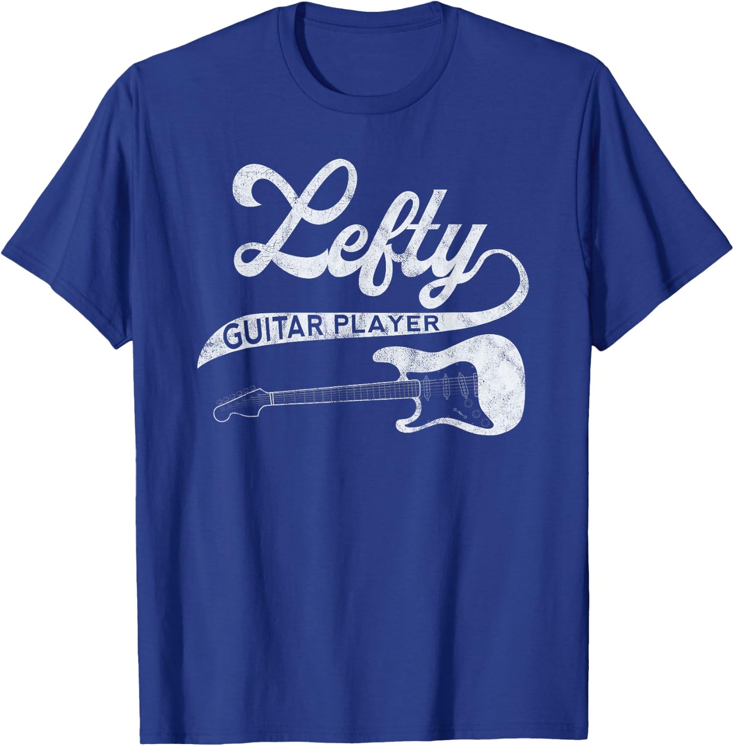 Left Handed Guitarist Lefty Guitar Player Retro Band Member T-Shirt - T-Shirt | Royal