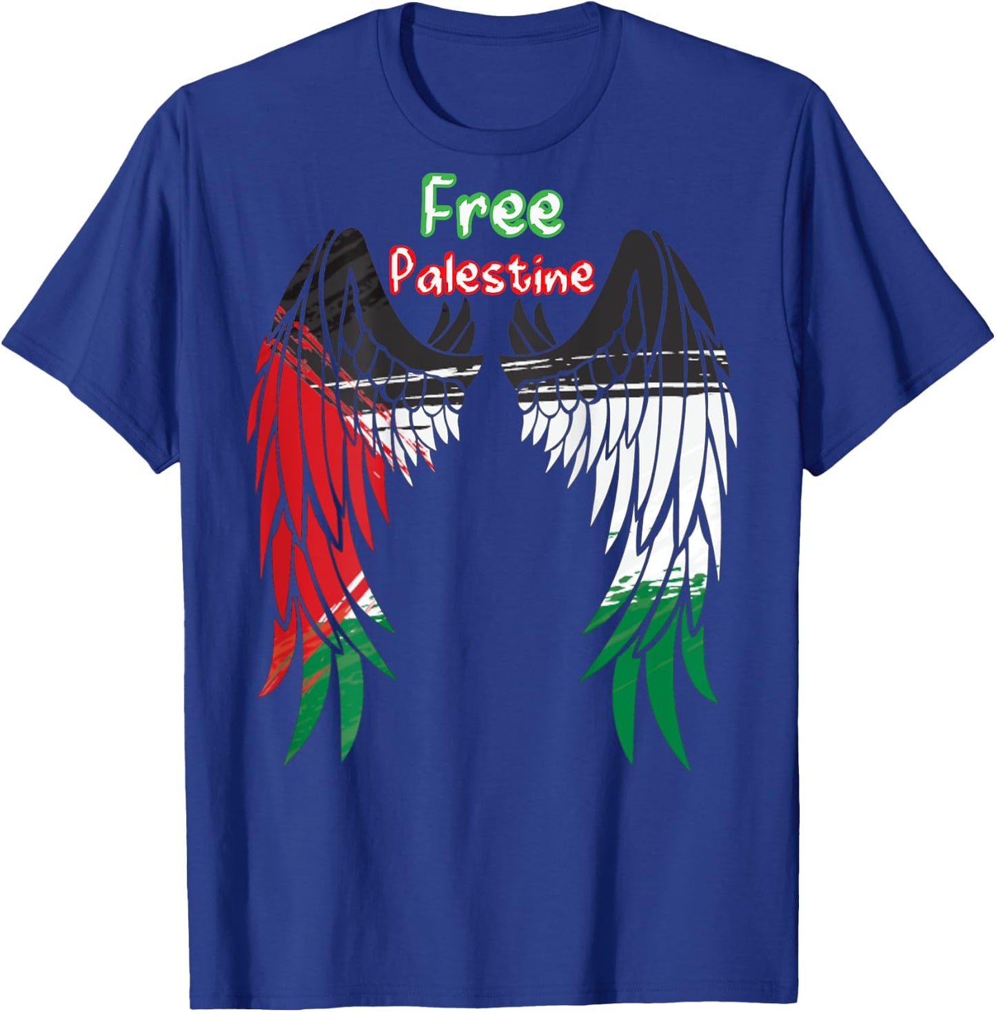 Palestine Flag Dad On Back Side Palestinian Angel Kids Wings T-Shirt - T-Shirt | Royal