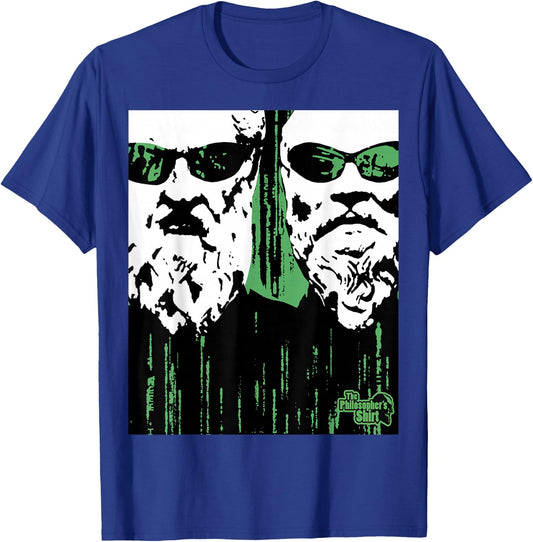 Plato and Socrates Matrix Cave Allegory - Philosopher Shirt T-Shirt - T-Shirt | Royal