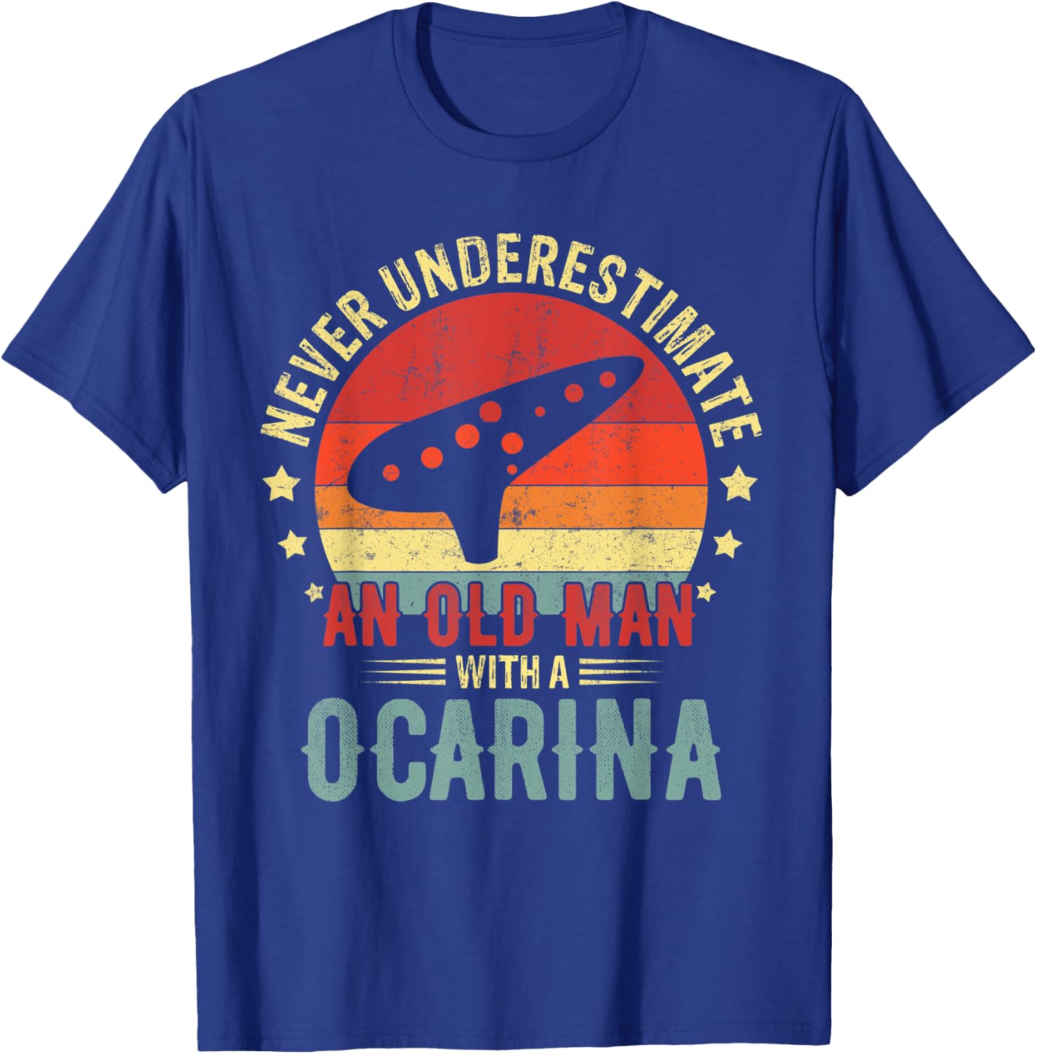 Retro Never Underestimate Old Man With An Ocarina Player Men T-Shirt - T-Shirt | Royal