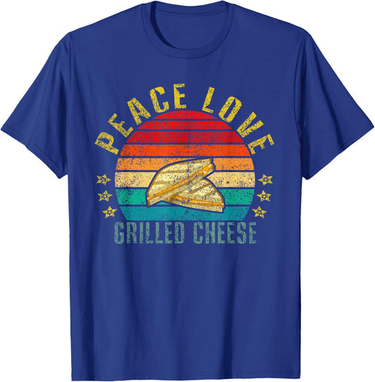 Peace Love Grilled Cheese Funny Retro T-Shirt - T-Shirt | Royal