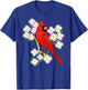 Red Cardinal Bird Dogwood Flower North Carolina Virginia T-Shirt - T-Shirt | Royal