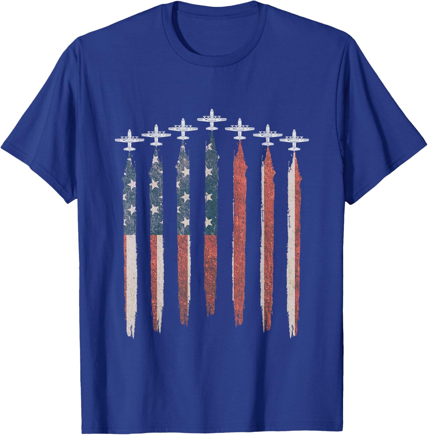 C-130 Hercules Gunship Military Aircraft American Flag C130 T-Shirt - T-Shirt | Royal