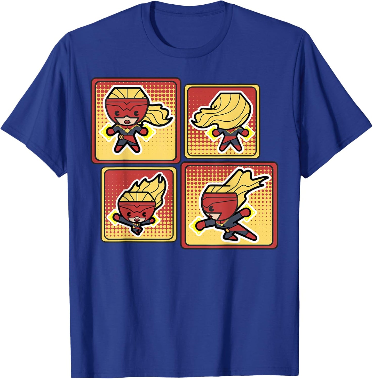 Captain Marvel Kawaii Style Action Pose Poster T-Shirt - T-Shirt | Royal