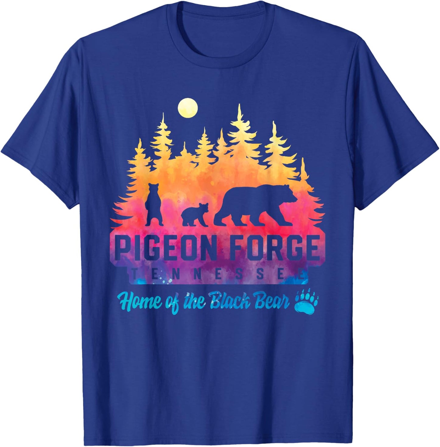 Pigeon Forge Tennessee Bear Great Smoky Mountains Tie Dye T-Shirt - T-Shirt | Royal