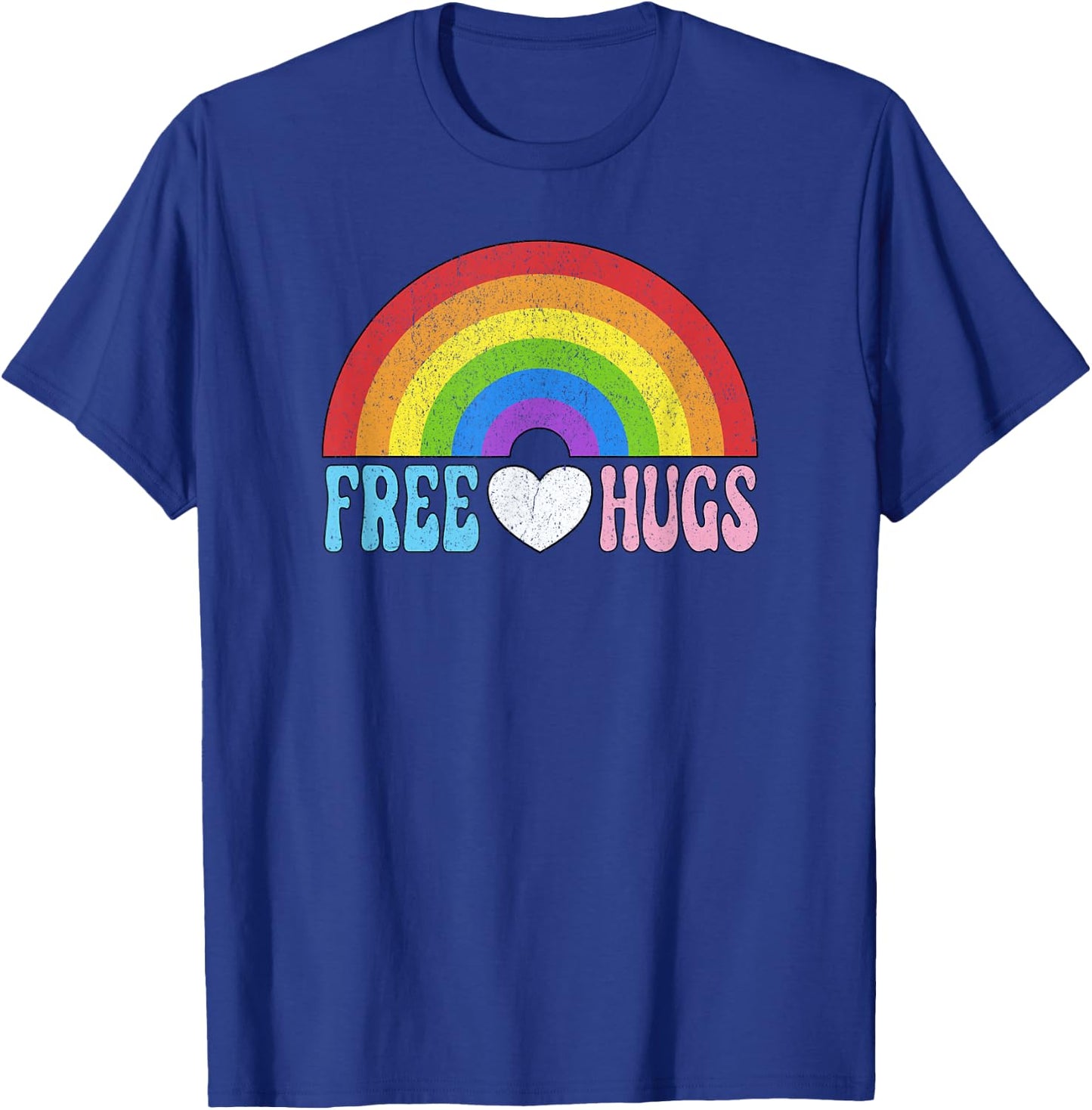 Free Hugs Rainbow LGBTQ Pride Month Parade T-Shirt - T-Shirt | Royal