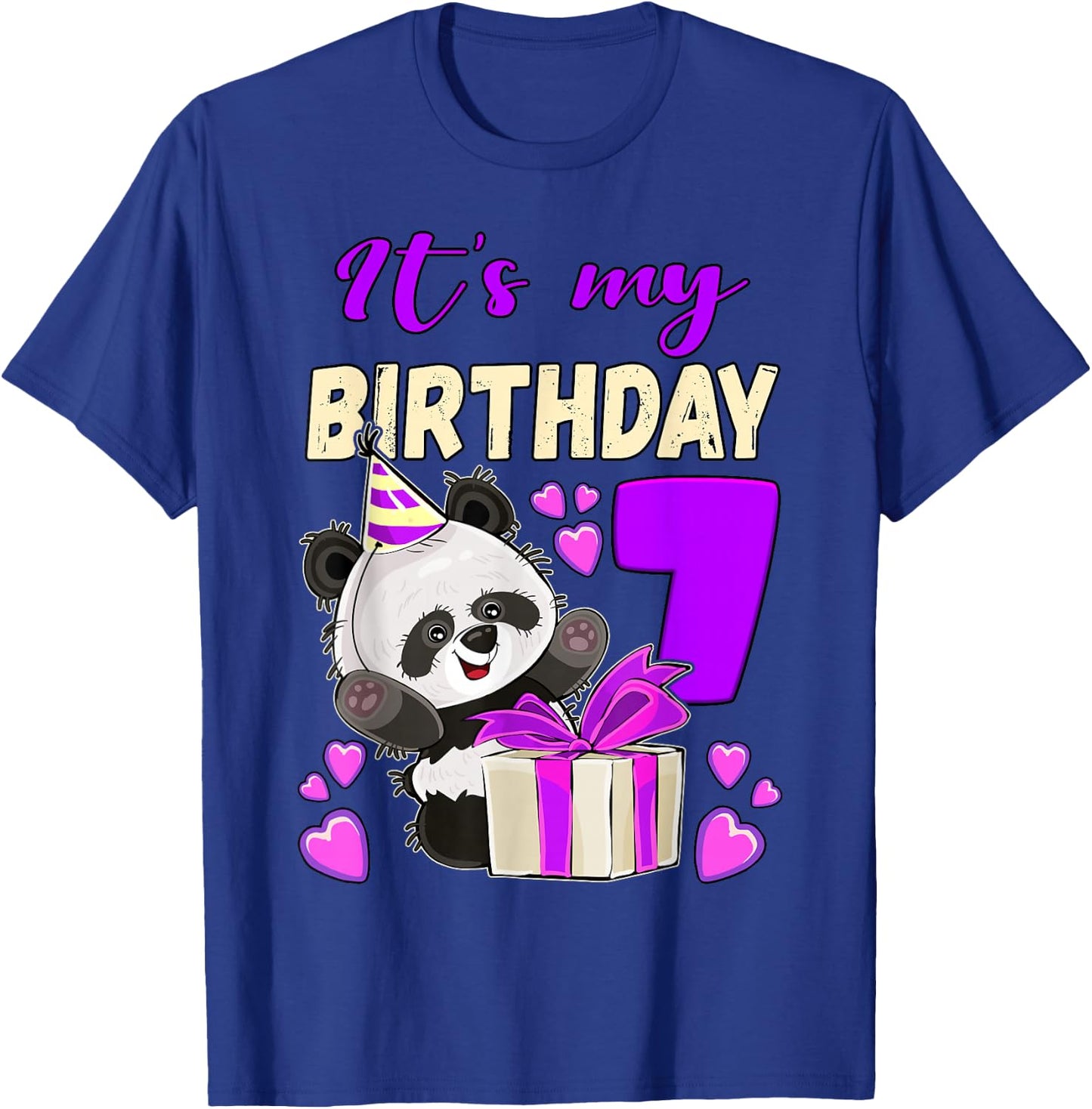 Panda Birthday Girl 7 Years Old T-Shirt - T-Shirt | Royal