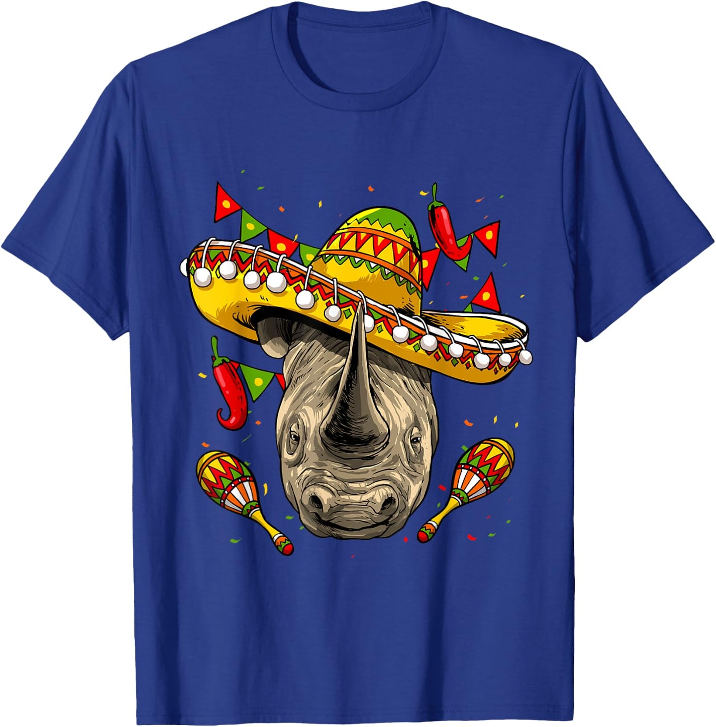 Cinco de Mayo Poncho Rhinoceros Sombrero Mexican Rhino Lover T-Shirt - T-Shirt | Royal