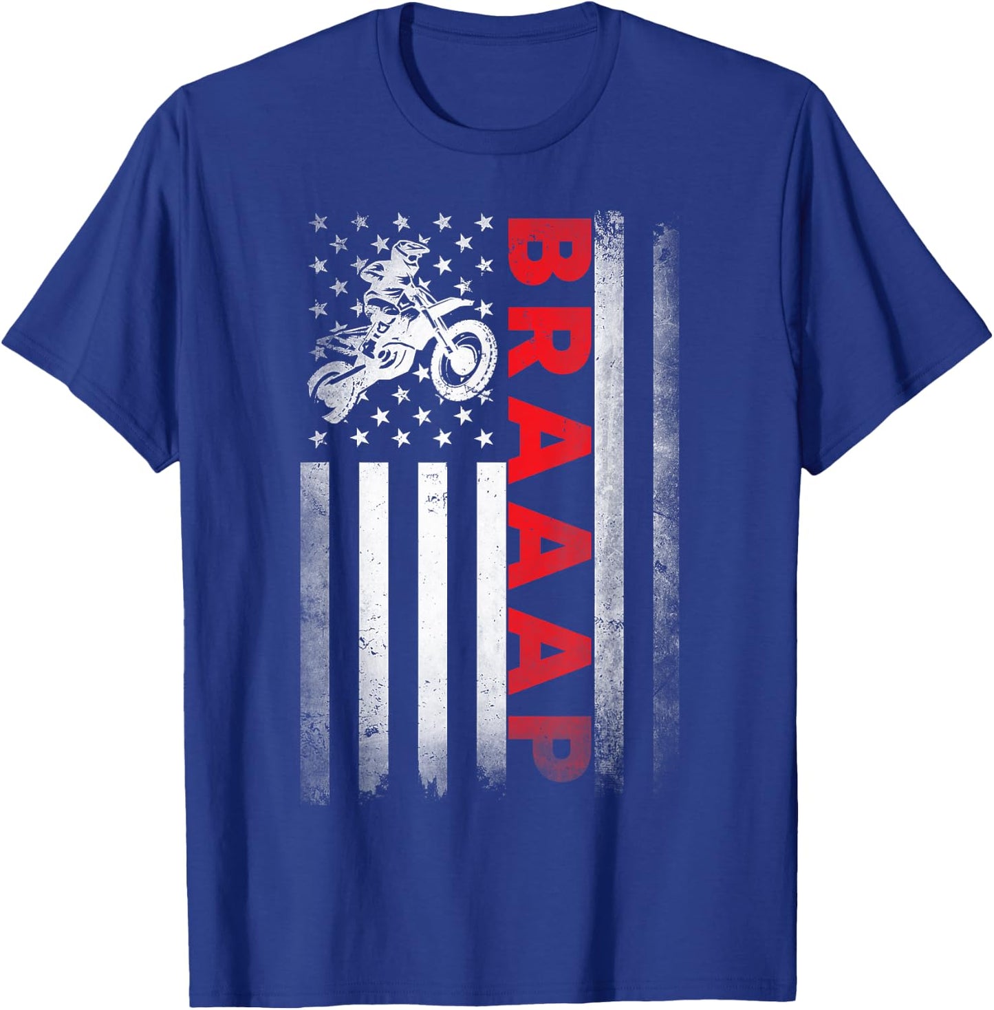 Dirt Bike Racing USA US American Flag Botocross Boys Youth T-Shirt - T-Shirt | Royal