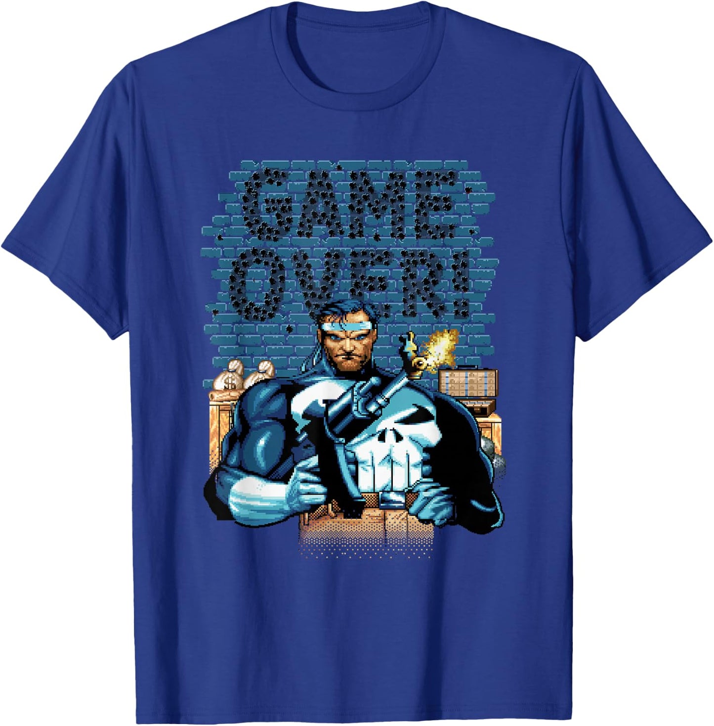 Marvel Punisher Game Over Pixelated 90s T-Shirt - T-Shirt | Royal