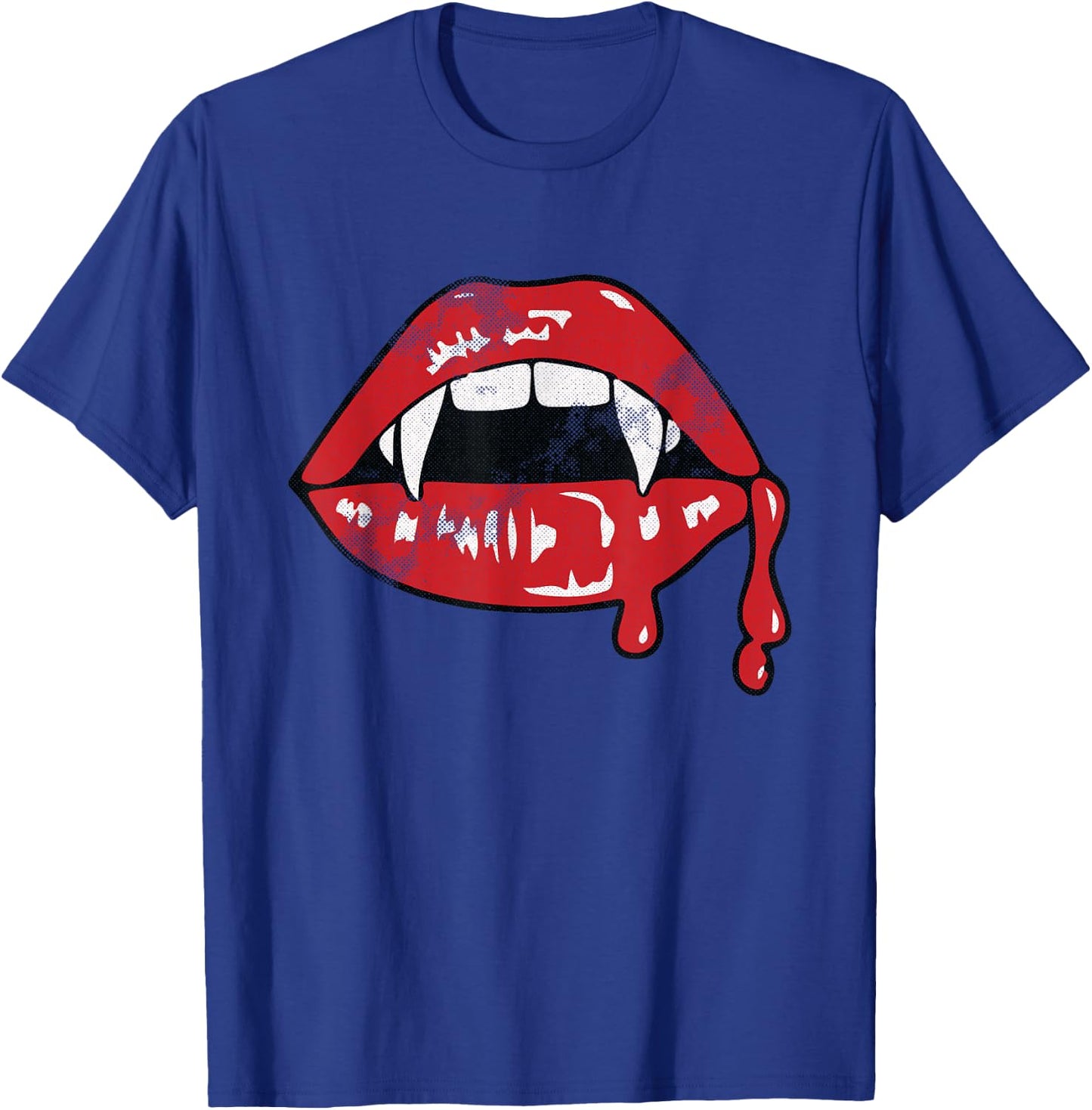 Vampire Lips Lazy Halloween Costume Blood Fangs T-Shirt - T-Shirt | Royal