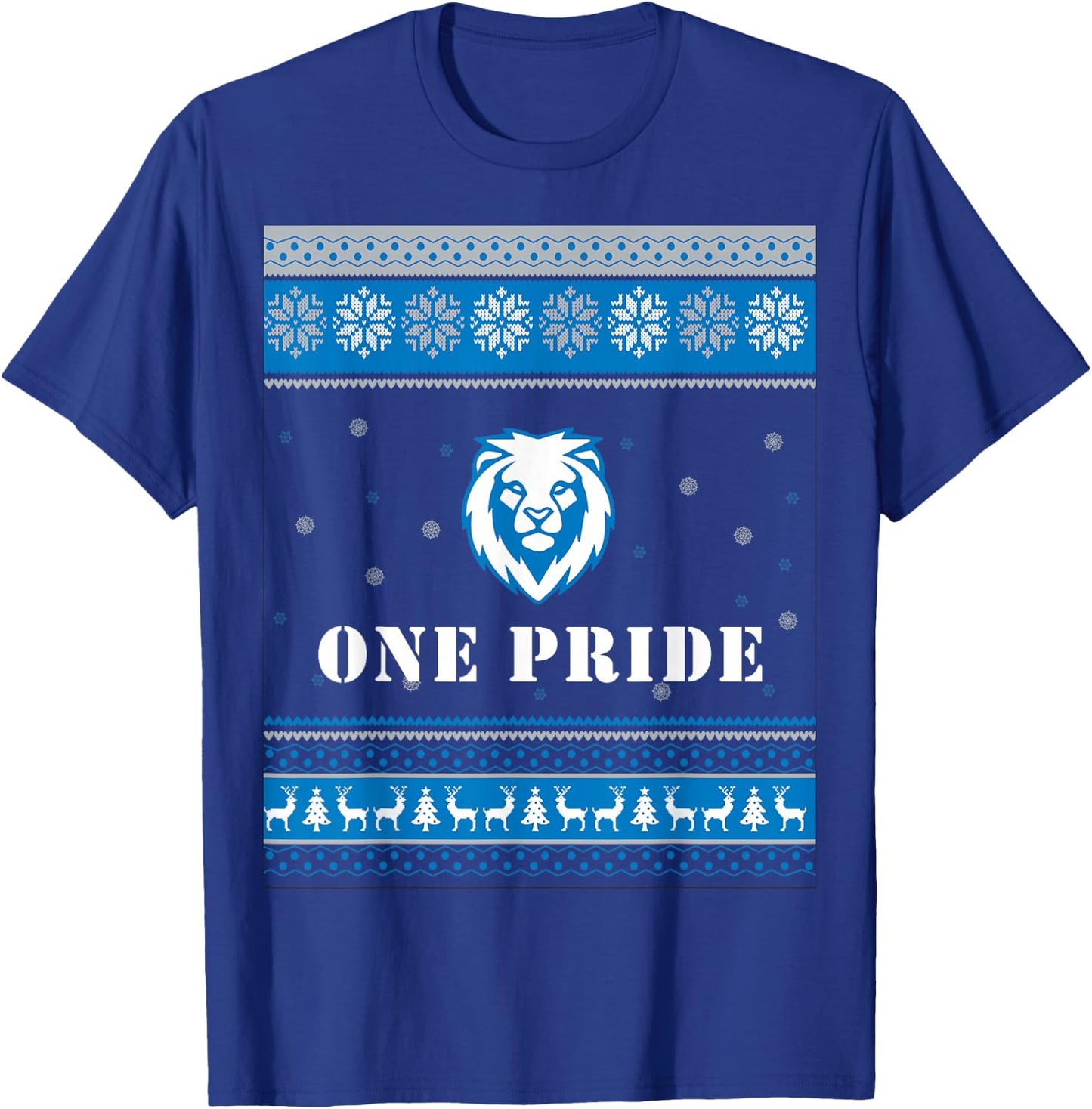 One Pride Lions Head Ugly Christmas Sweater T-Shirt - T-Shirt | Royal