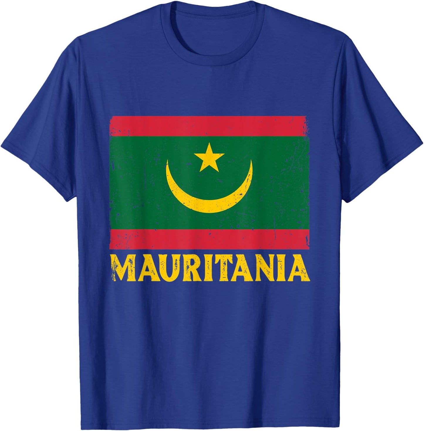 Distressed Retro Mauritania Flag Men Women Kids Patriotic T-Shirt - T-Shirt | Royal