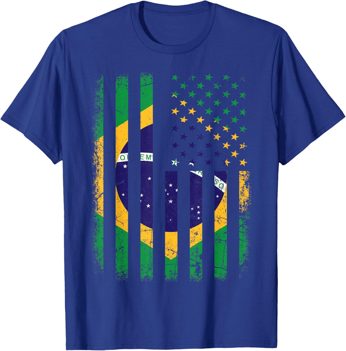 Brazilian American Flag Brazilian Roots Brazil America T-Shirt - T-Shirt | Royal