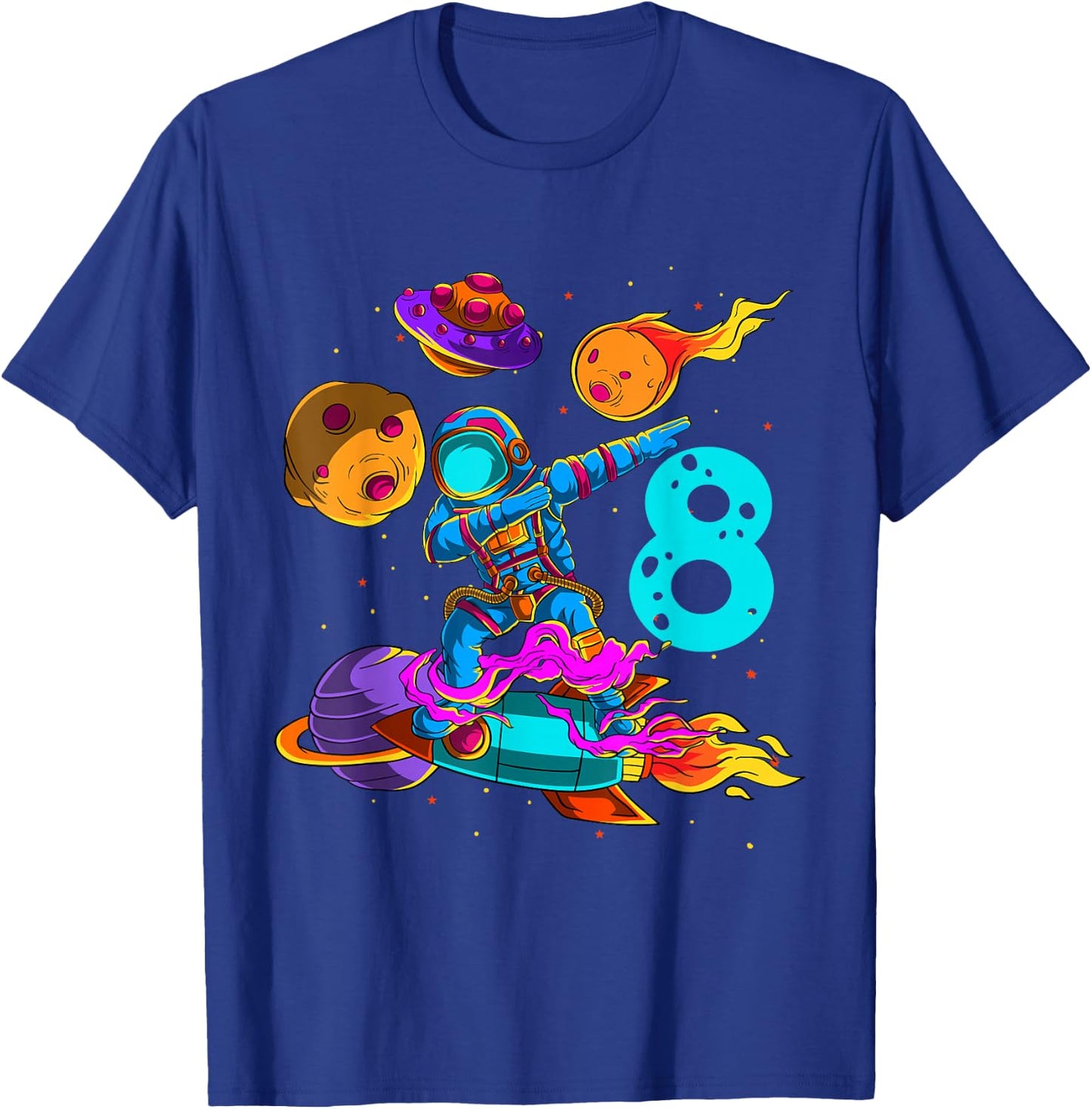 8 Years Birthday Boy Astronaut 8th Birthday Astronaut T-Shirt - T-Shirt | Royal