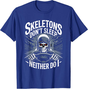 Trucker Wheeler Truck Driver Trucking Skeleton Truck Driver T-Shirt - T-Shirt | Royal