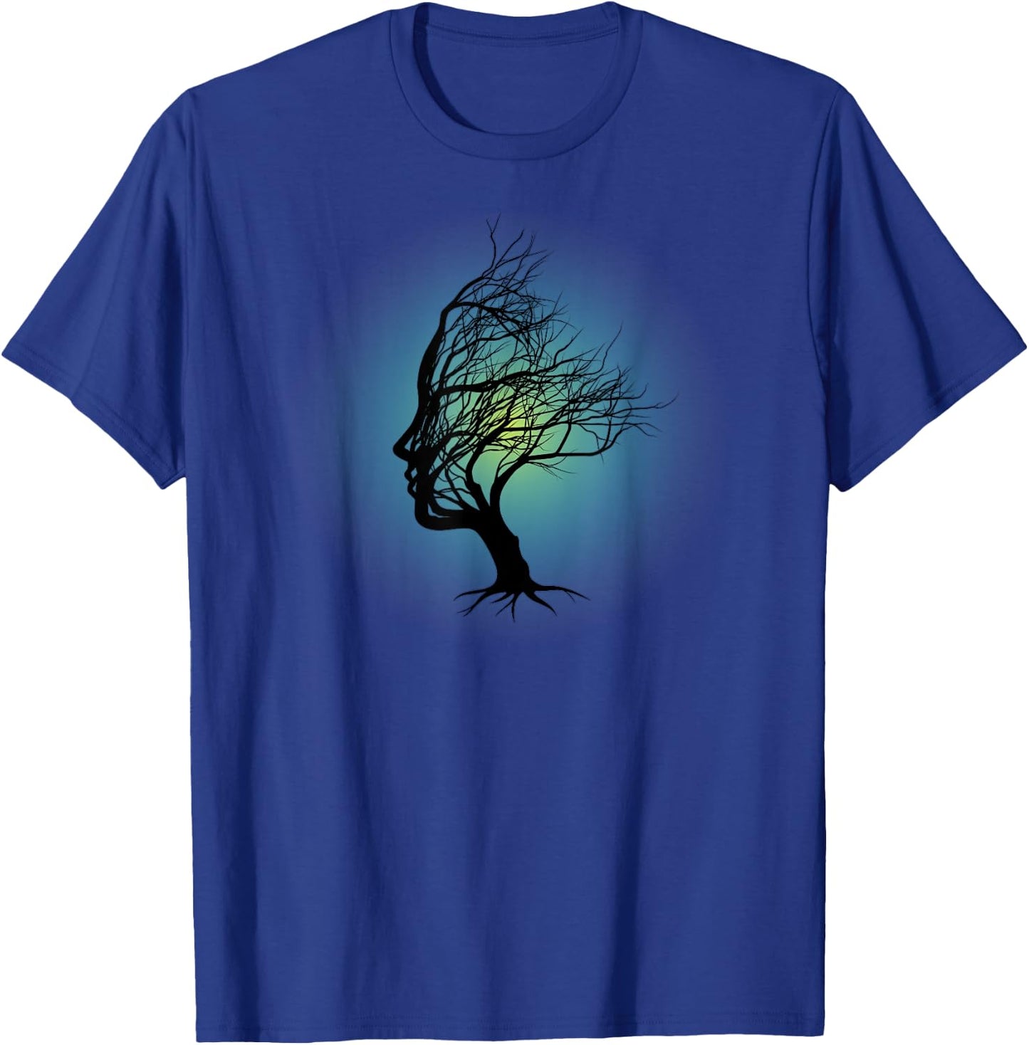 Surreal Tree Of Life Face Silhouette Spiritual Yoga Zen T-Shirt - T-Shirt | Royal