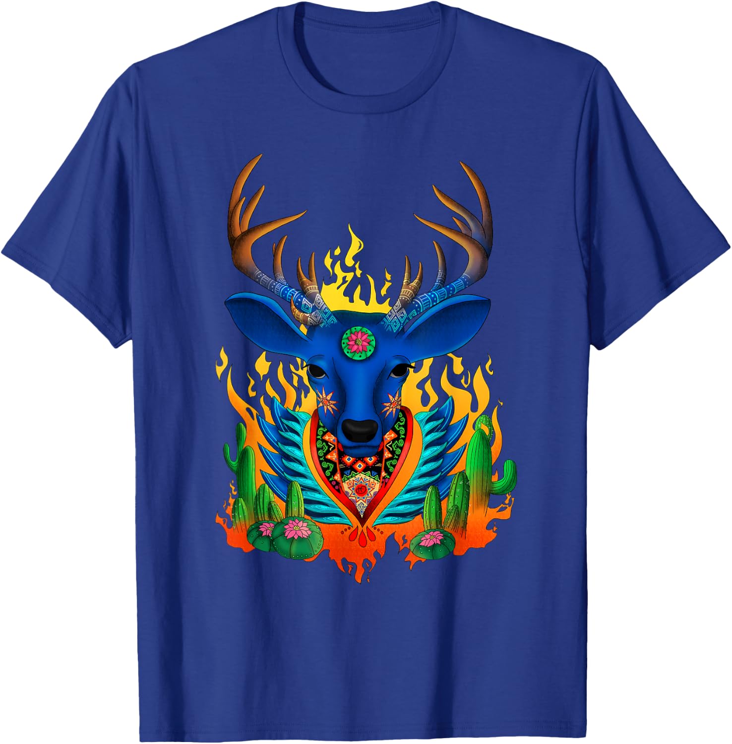 Third Eye Huichol Deer T-Shirt - T-Shirt | Royal