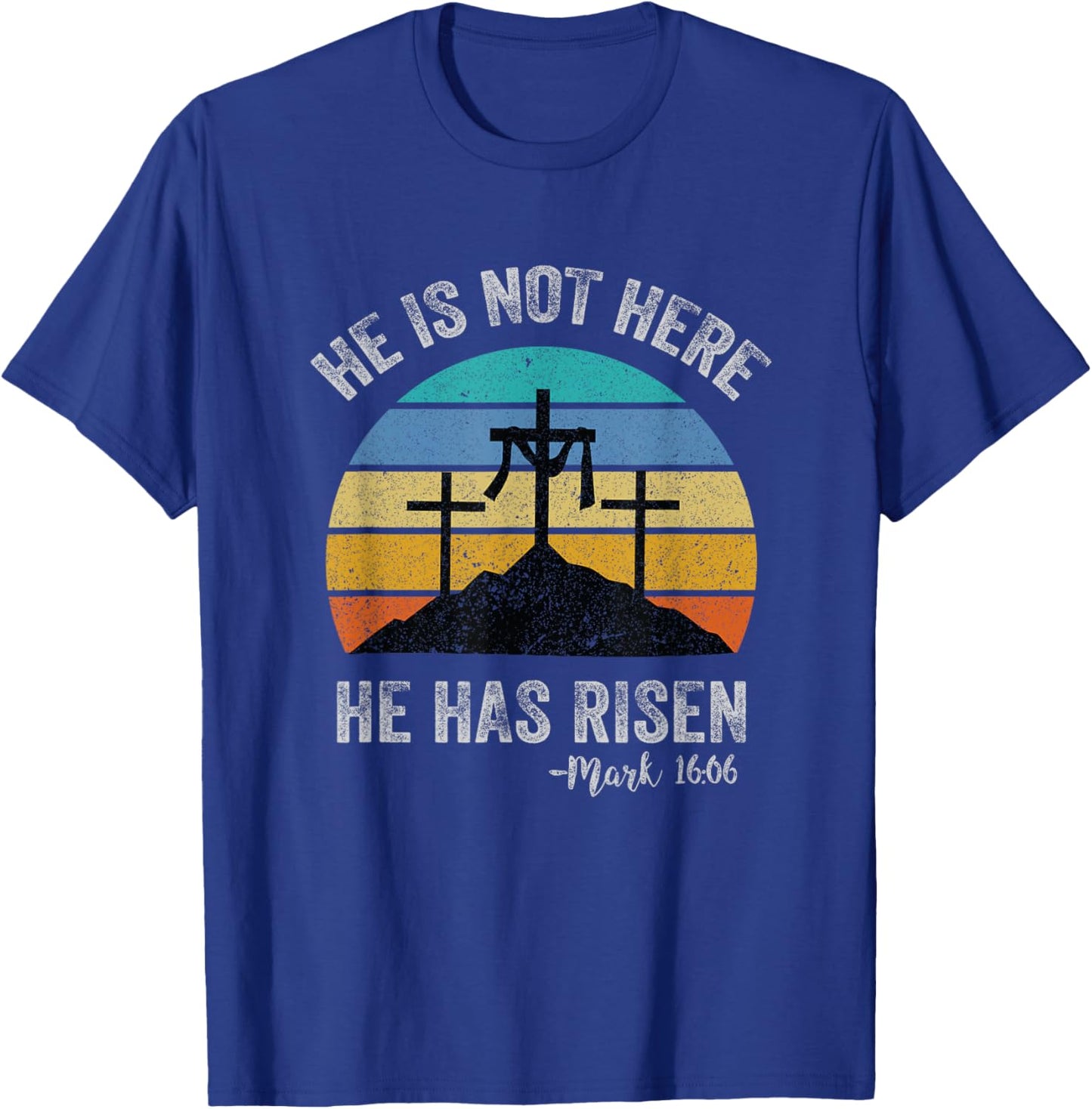 He has Risen He is not Here Jesus Retro Vintage Easter T-Shirt - T-Shirt | Royal