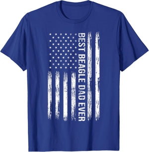 Best Beagle Dad Ever Dog Lover American Flag Patriotic T-Shirt - T-Shirt | Royal