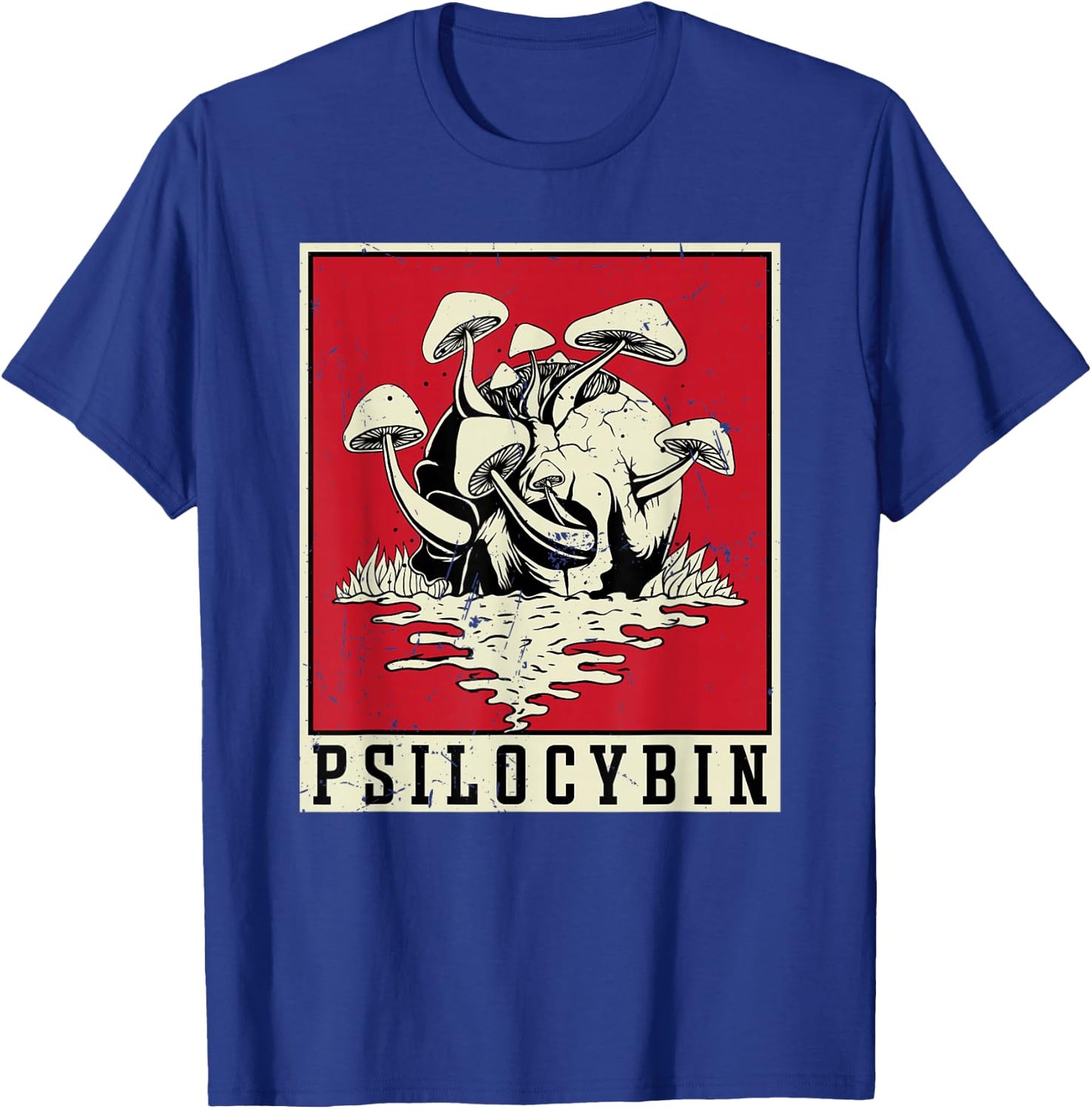 Psilocybin Retro Psychedelic Magic Mushroom Vintage Mycology T-Shirt - T-Shirt | Royal