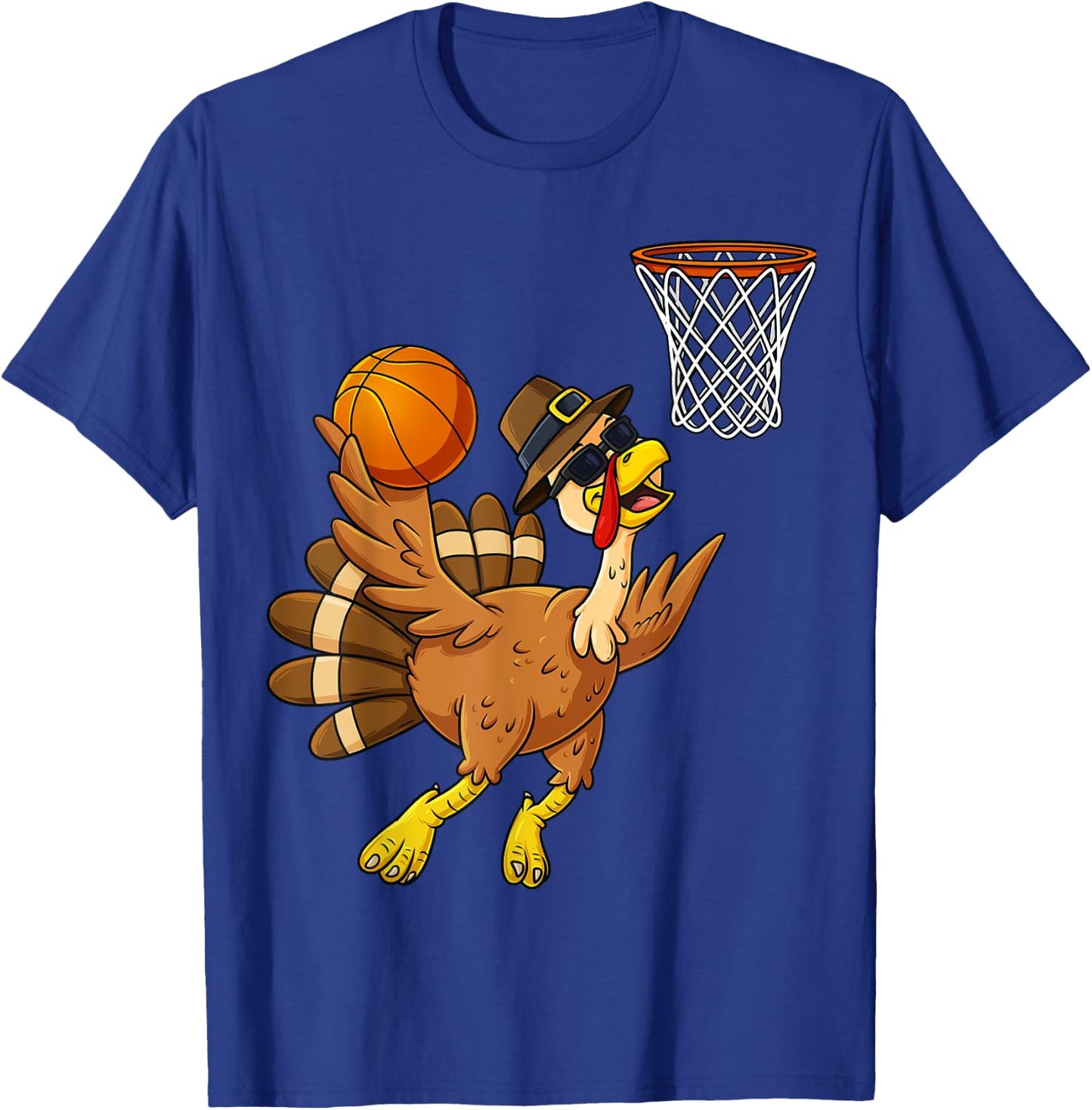 Thanksgiving Turkey Basketball Player Funny Boys Girls Kids T-Shirt - T-Shirt | Royal