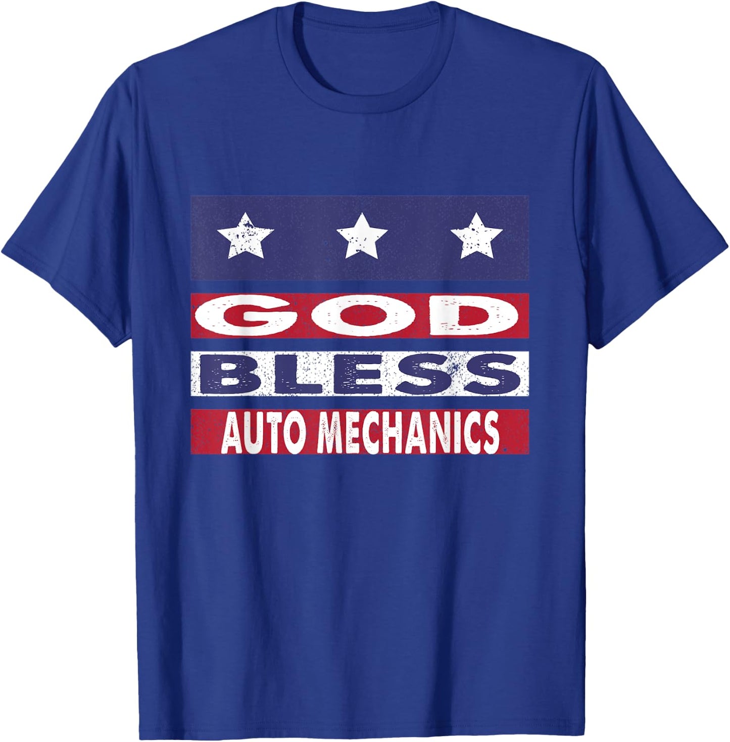 God Bless Auto Mechanics Patriotic Christian Men T-Shirt - T-Shirt | Royal