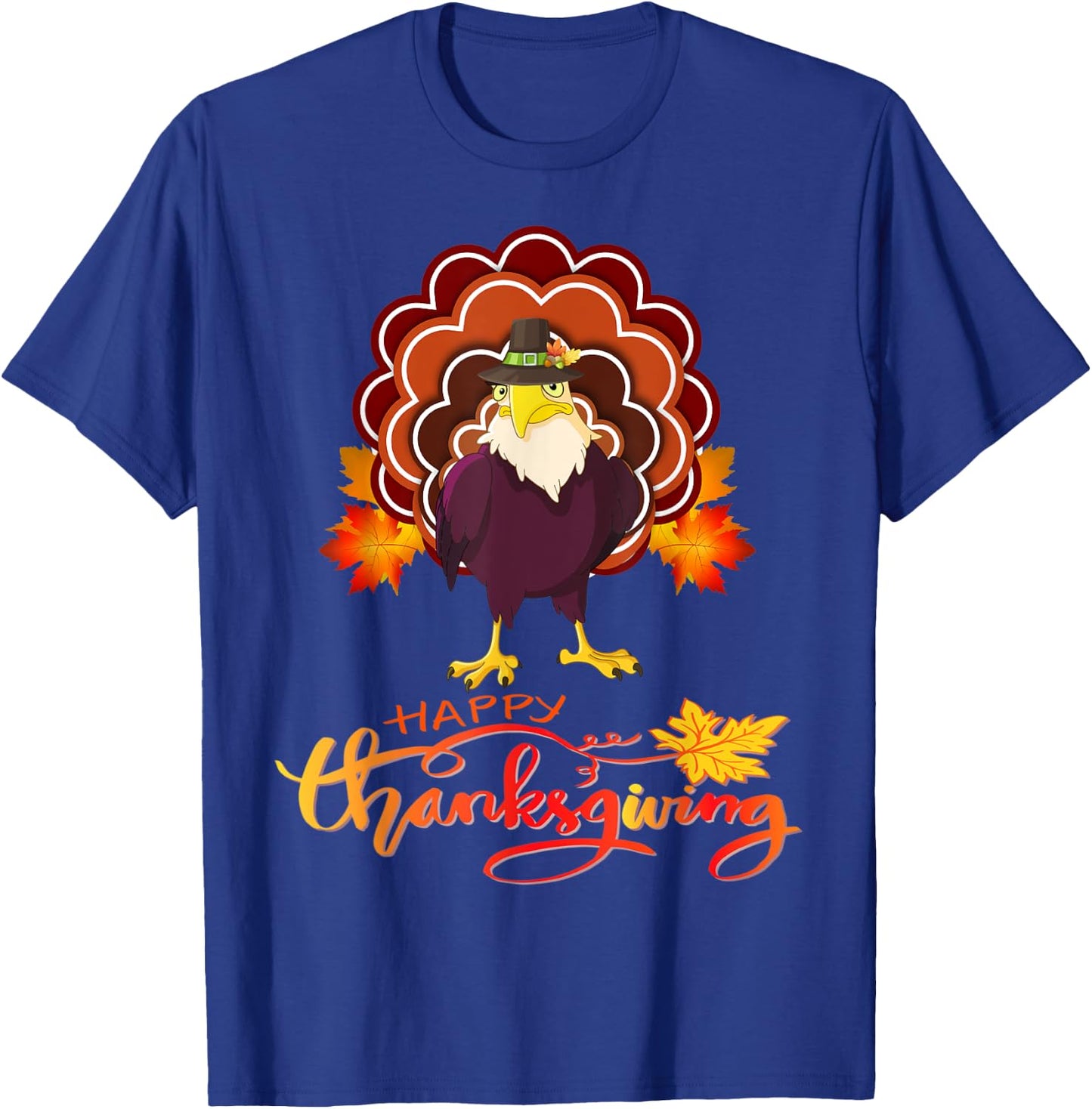 Funny eagle Turkey Happy Thanksgiving T-Shirt - T-Shirt | Royal