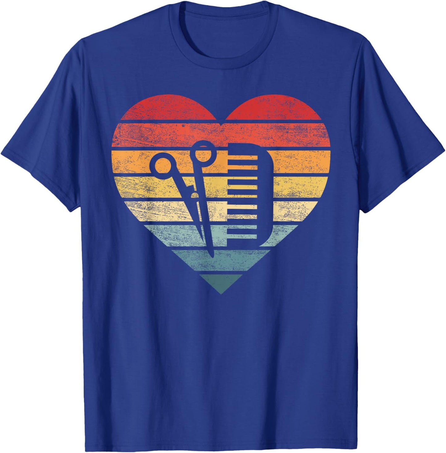 Barber Hairdresser Gifts Retro Sunset Scissors Hair Stylist T-Shirt - T-Shirt | Royal